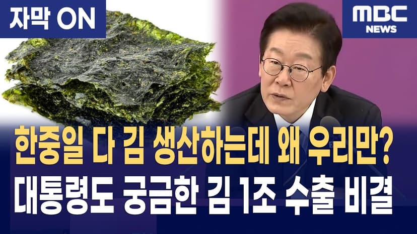 [자막] "미국이 한국 김에 반했다" 이재명 대통령, 'K-김' 수출 1조 시대 경쟁력 진단